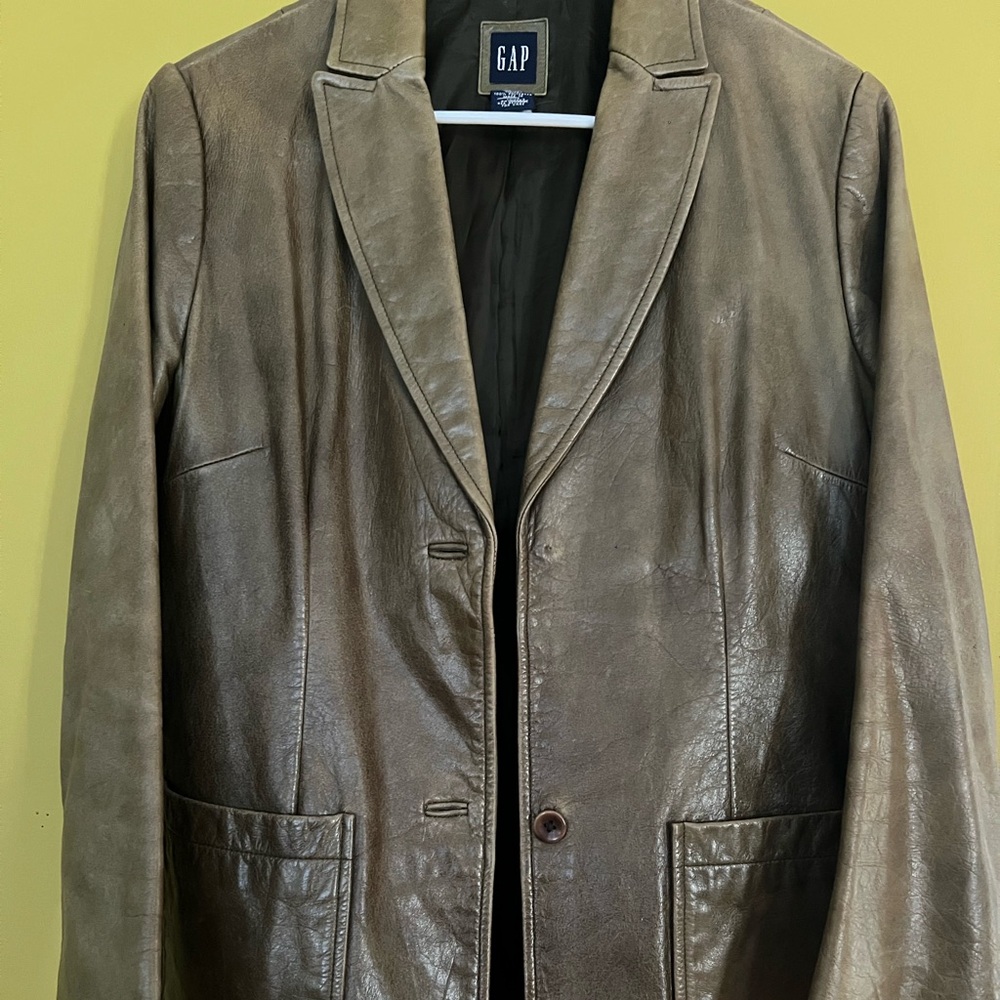 Gap Olive Leather Blazer